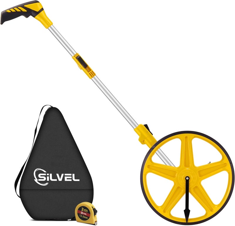 SILVEL 12 Inch Measuring Wheel, MAX9999FT Measuring Wheel in Feet and Inches, One key to Zero Rolling Tape Measuring Wheels, yellow - Image 1